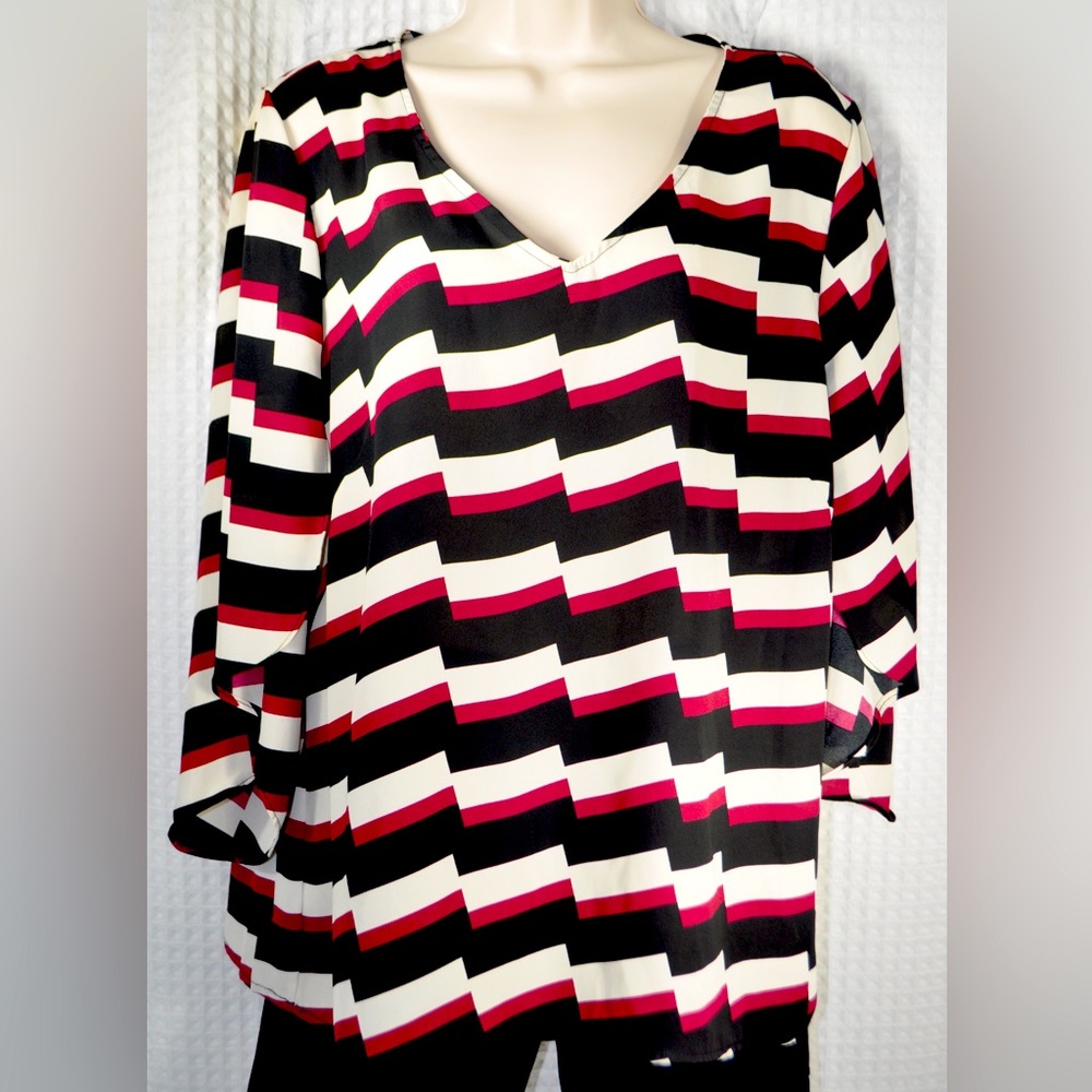 New Directions Petite Blouse With 3/4 Flutter Sleeves Women’s Petite XL